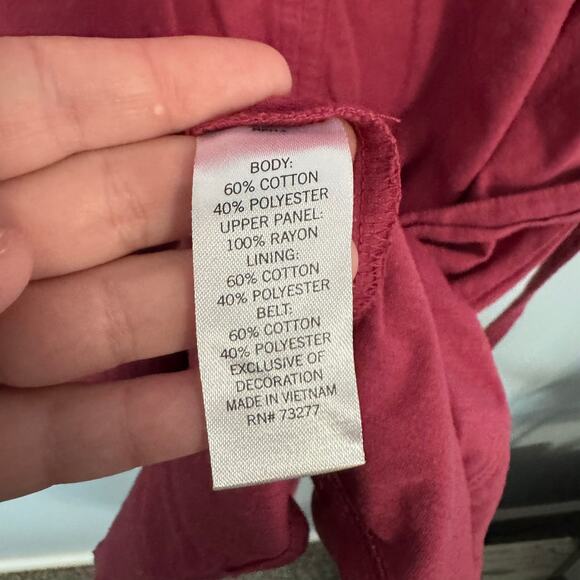 Sonoma Women's Muted Red Belted Mini Dress Plus Size XXL Rolled Cap Sleeves - Picture 4 of 6